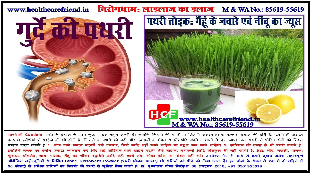 पथरी तोड़क व्हीट ग्रास एवं नींबू ज्यूस (Stone Breaker Wheatgrass and Lemon Juice)